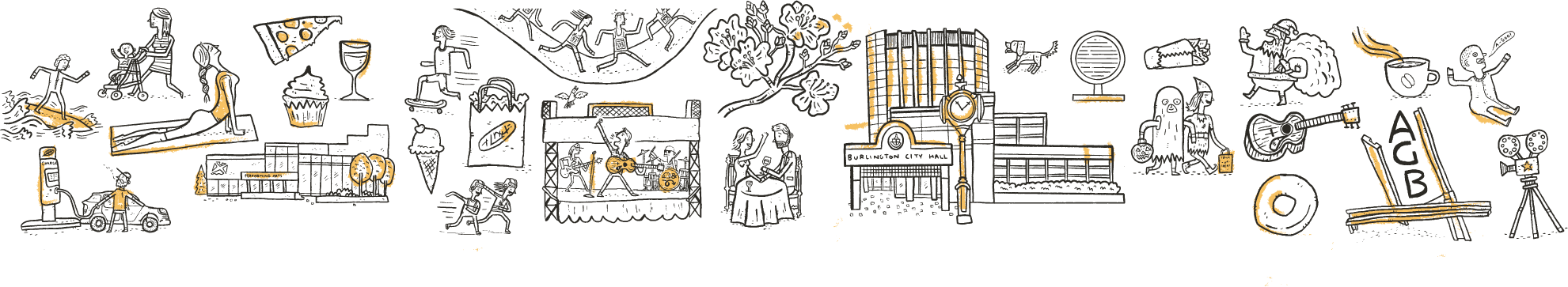 Lineart Background Banner Yellow